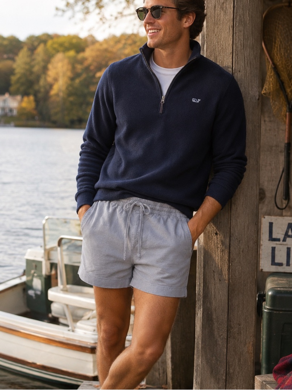 Vineyard Vines Men’s Gray Drawstring Shorts XL Cotton Blend Coastal Fall